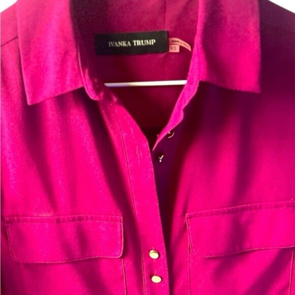 Ivanka Trump Fuchsia Button-Down Blouse With Gold Accents size  XS - Picture 4 of 9